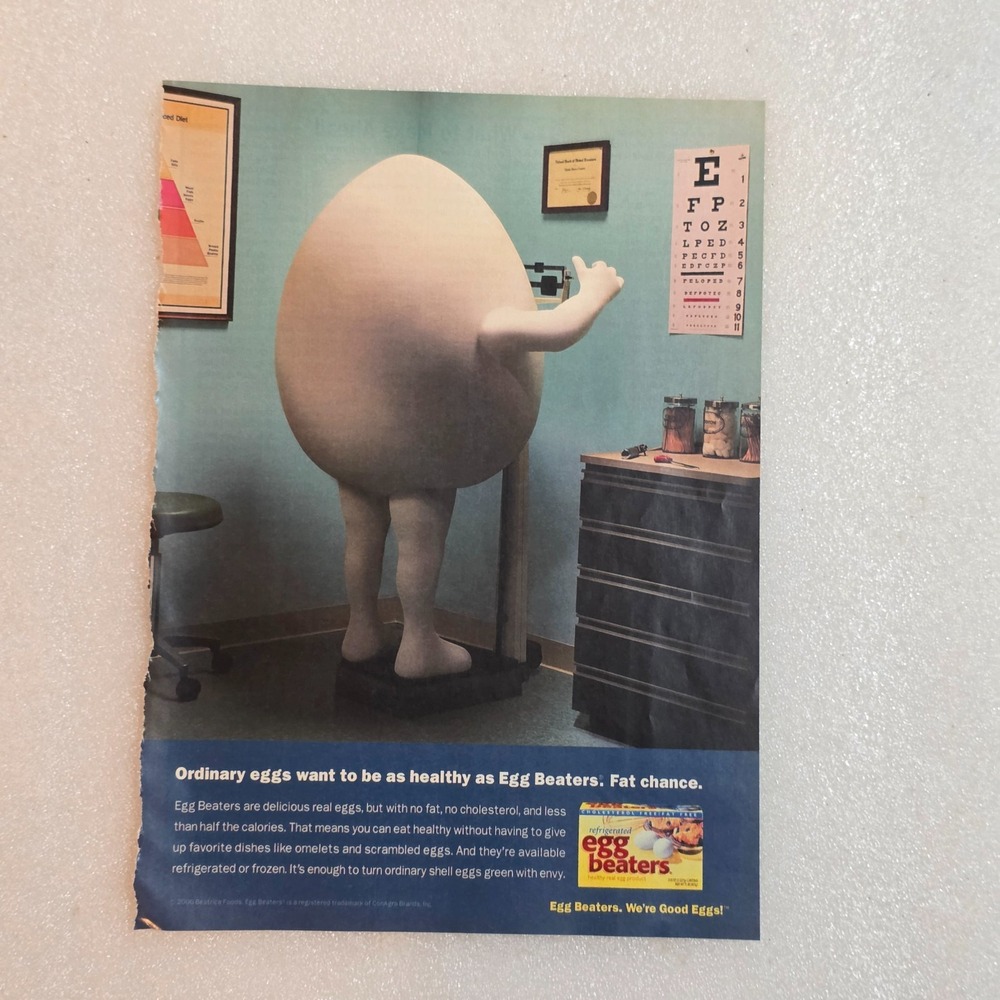 Vintage 2000 Egg Beaters Print Ad Healthy Eggs Doctor Humor 8x10.5 Original